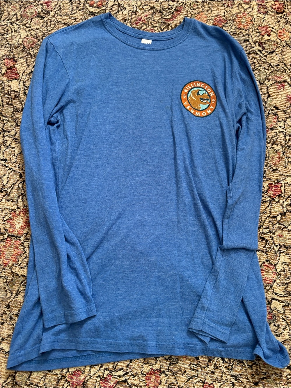 Unbranded Blue Long-Sleeve Crewneck Shirt with Chest Logo